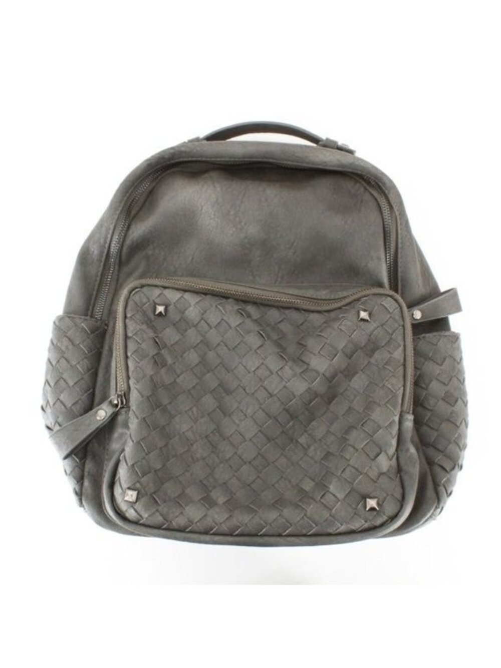 Madison West Faux Leather Grey Woven Design Backpack